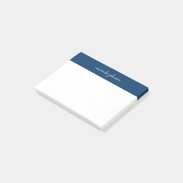 Post-it® Professional Modern Navy Blue Monogram Full Name (Incliné)