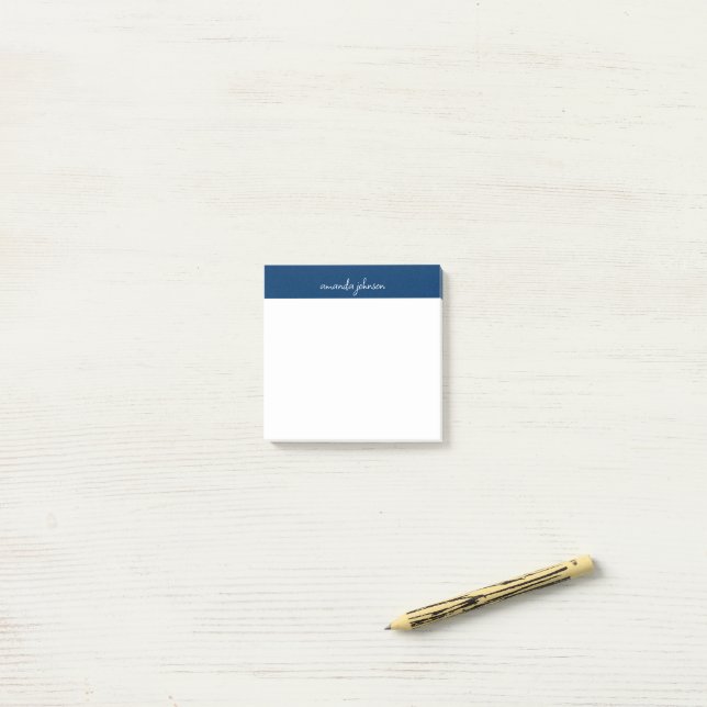 Post-it® Professional Modern Navy Blue Monogram Full Name (Sur un bureau)