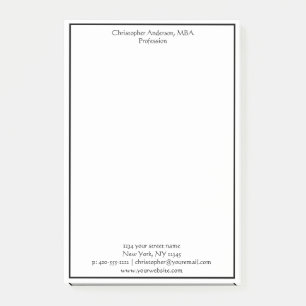 Post-it® Professionnel d'affaires minimaliste noir et blanc
