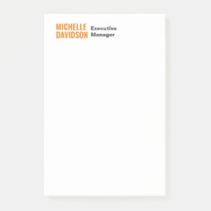 Post-it® Professionnel Moderne Orange Blanc Minimaliste Pla