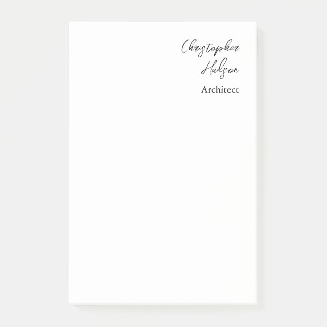 Post-it® Professionnel Noir Blanc Plain Architecte Épais (Devant)