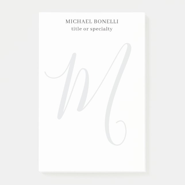 Post-it® Professionnel Plain Moderne Minimaliste Monogrammé (Devant)