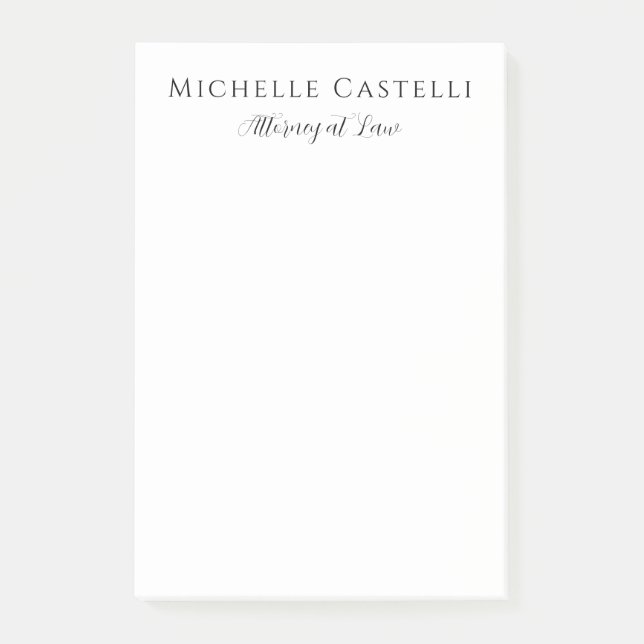 Post-it® Professionnel Unique Classique Simple Noir & Blanc (Devant)
