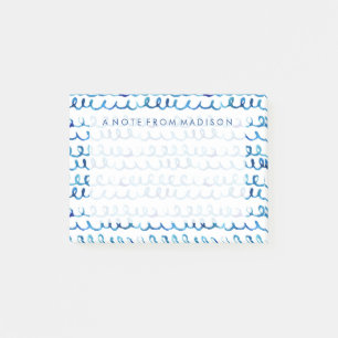 Post-it® Profil onduleux d'aquarelle bleue peinte à la mai