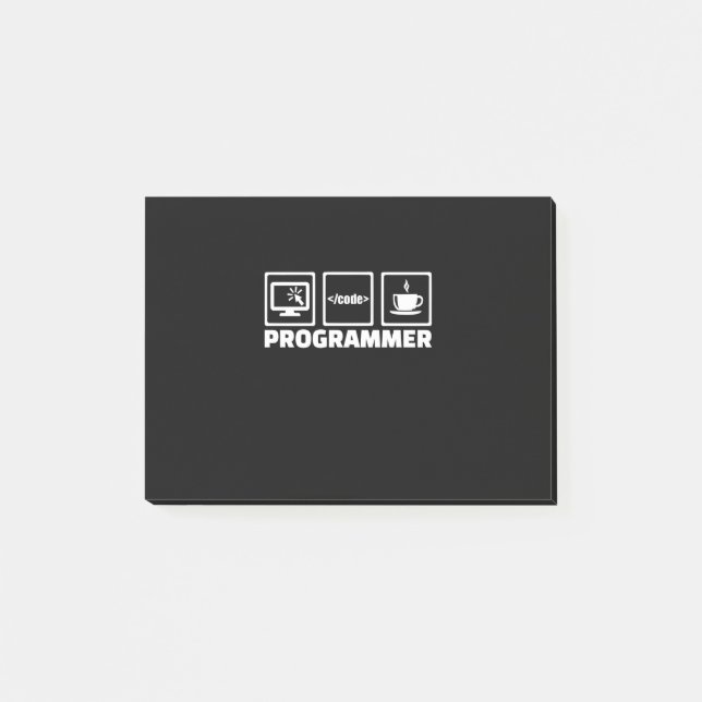 Post-it® Programmeur Écrire Code Et Boire Café (Devant)