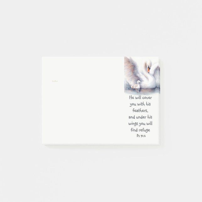 Post-it® Psaume 91:4 Ailes Protection de Dieu Bible Écritur (Devant)