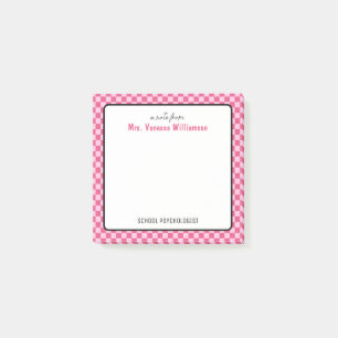 Post-it® Psychologue de l'école Motif Retro Check sur mesur
