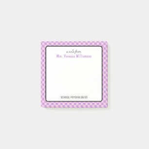 Post-it® Psychologue de l'école Motif Retro Check sur mesur