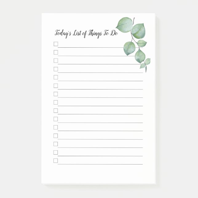 Post-it® Publier Notes Liste des choses à faire 4"x6" Vigne (Devant)