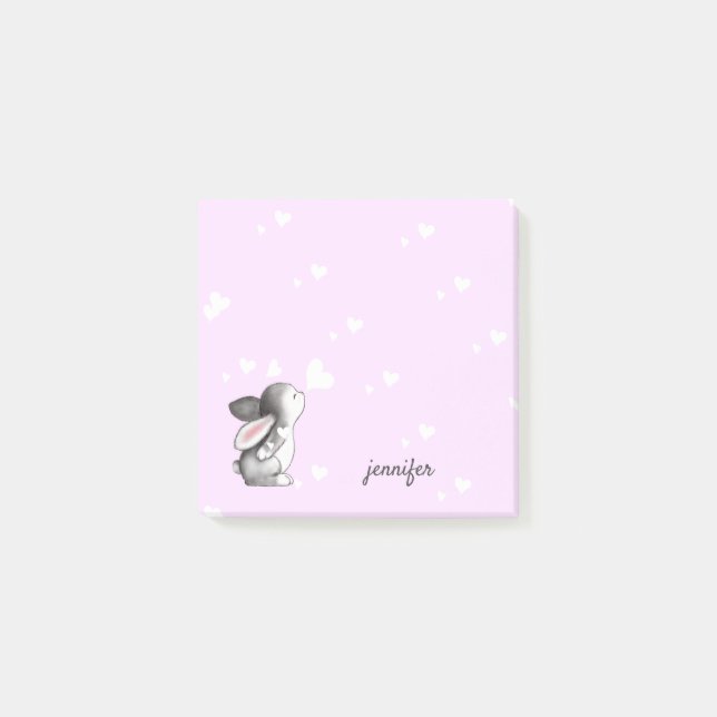 Post-it® Purple Bunny Heart Post il note (Devant)
