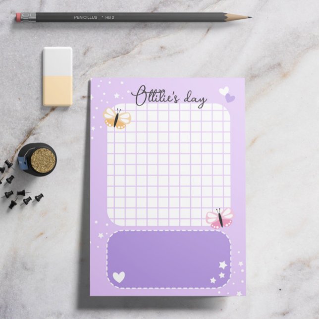 Post-it® Purple Coeurs mignons Étoiles Papillons Ajouter un (Créateur téléchargé)