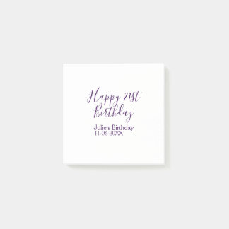 Post-it® Purple heureux 21e anniversaire nom date Porte - c