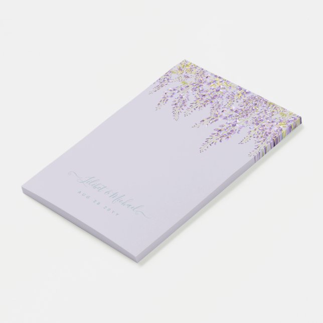 Post-it® Purple Wisteria Sage Floral Garden Mariage (Incliné)