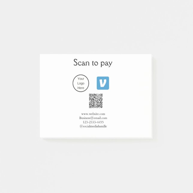 Post-it® Q R code venmo scanner pour payer ajouter le logo  (Devant)