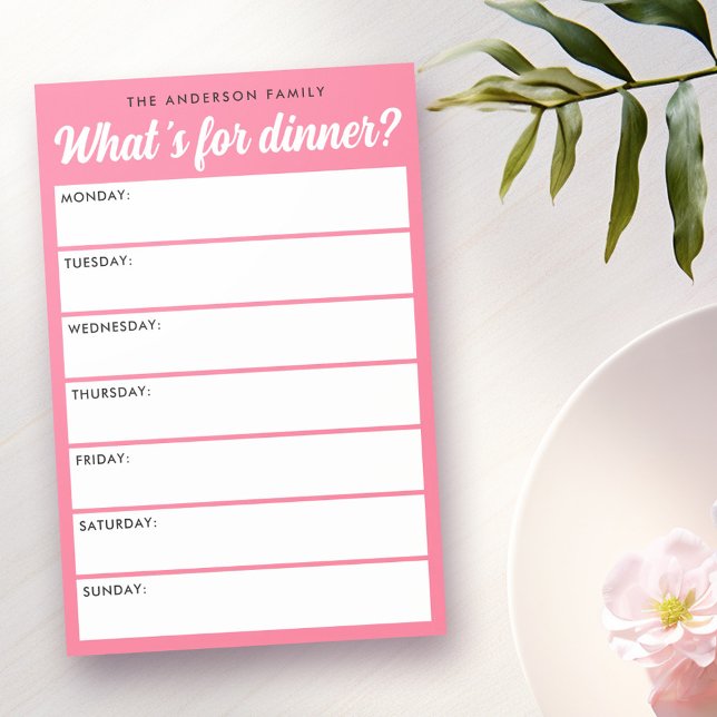 Post-it® Qu'est-ce que pour dîner planificateur hebdomadair (What 's for dinner pink weekly planner post-it notes)