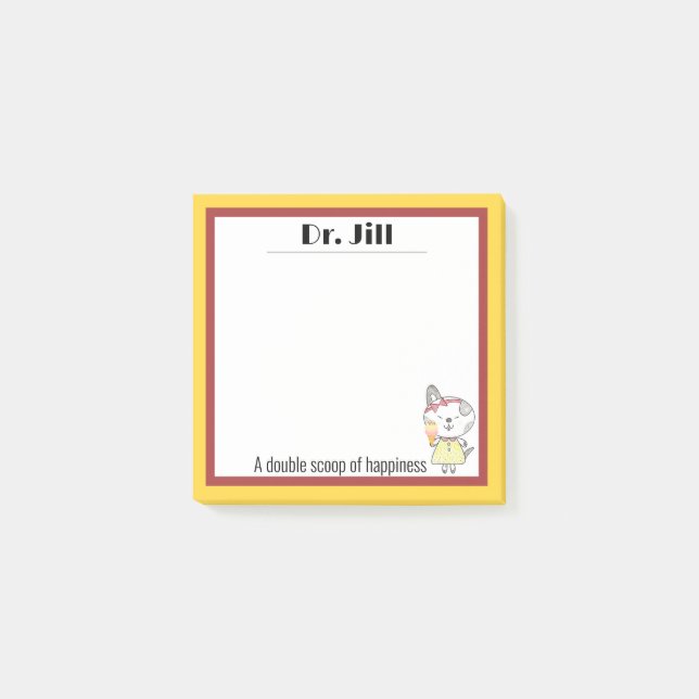 Post-it® Quirky kawaii kitty glace bonheur (Devant)