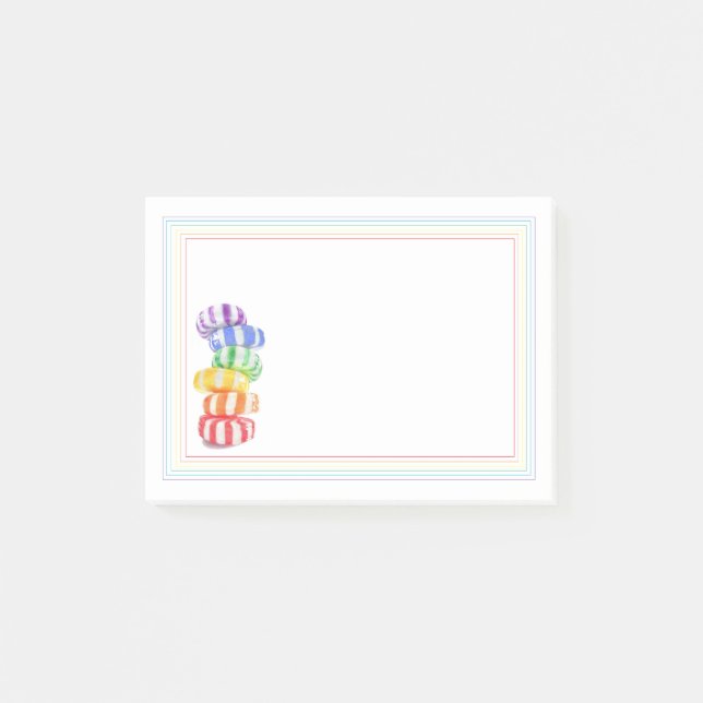 Post-it® RAINBOW CANDY 4x3 Post It Notepad (Devant)