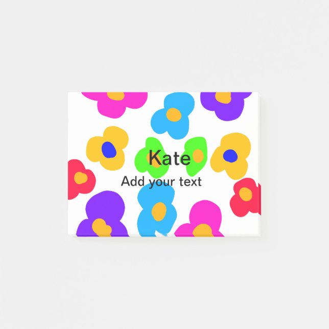 Post-it® Rainbow flower pride amour ajouter nom texte lqbtq (Devant)
