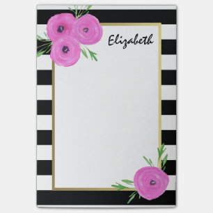 Post-it® Ranunculus floral noir blanc