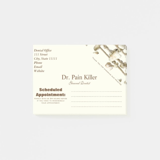 Post-it® Rappel dentaire drôle de rendez-vous de dentiste (Devant)