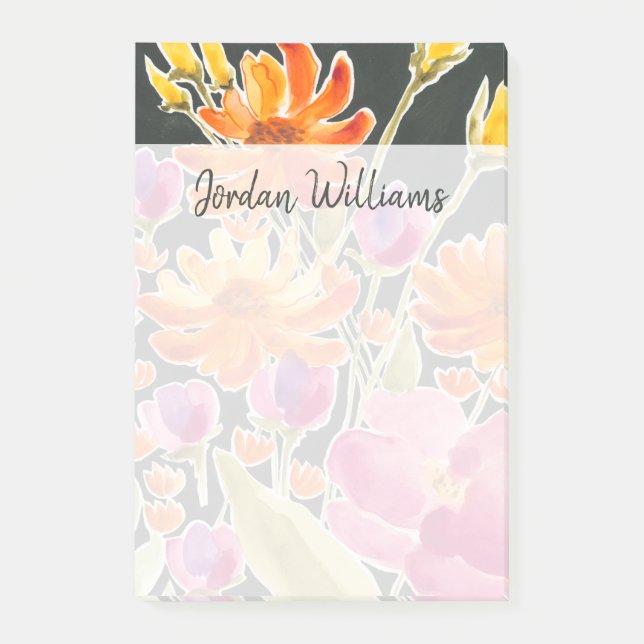 Post-it® Rassemblement splendide - Fleurs roses et orange (Devant)