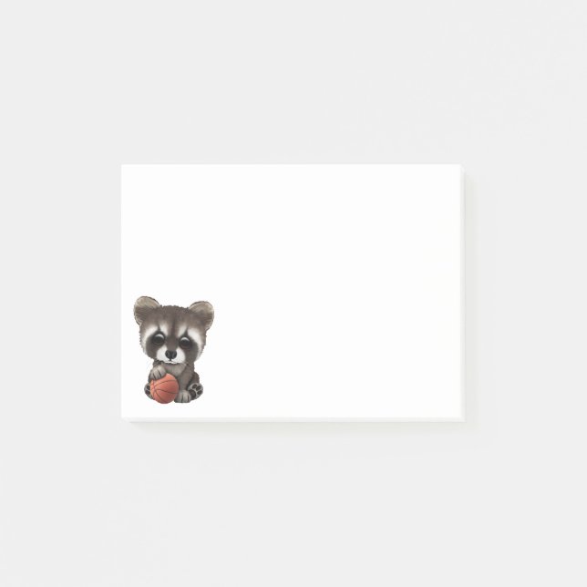 Post-it® Raton laveur mignon de bébé jouant avec le (Devant)