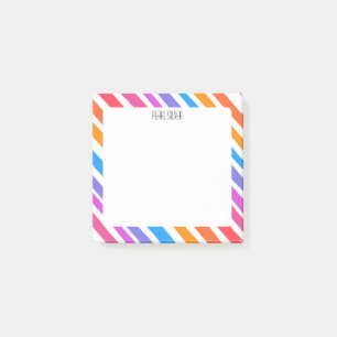 Post-it® Rayures arc-en-ciel personnalisées Monogramme chic