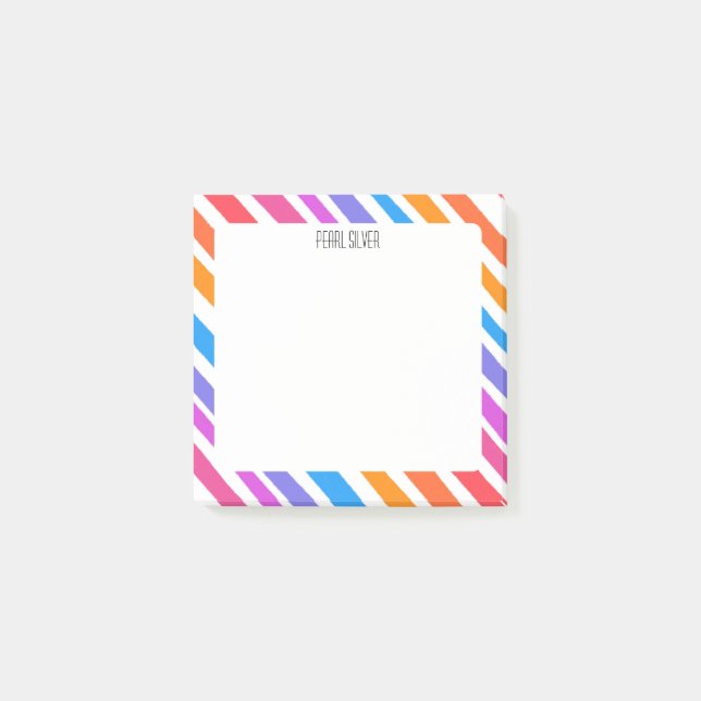 Post-it® Rayures arc-en-ciel personnalisées Monogramme chic (Devant)