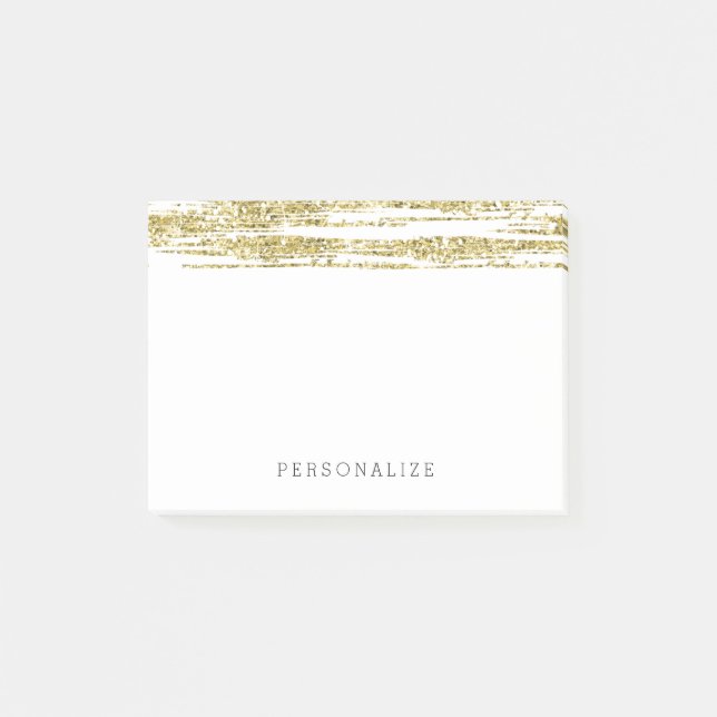 Post-it® Rayures de parties scintillantes de Faux d'or (Devant)