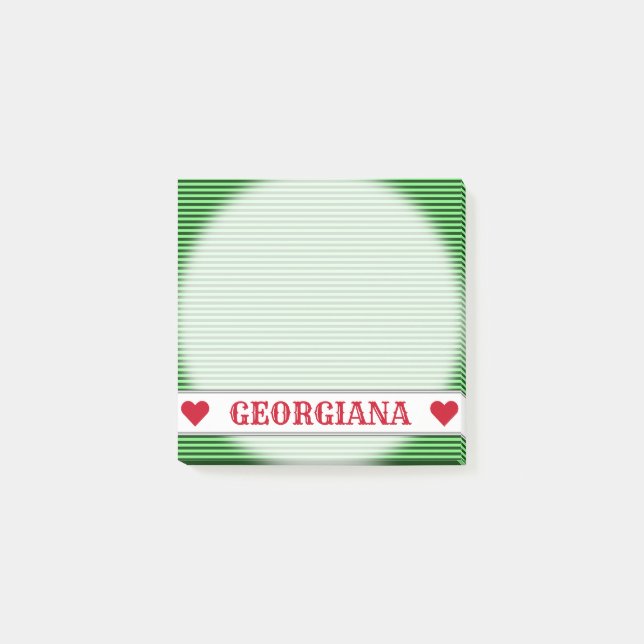 Post-it® Rayures/lignes vert-foncé et vert clair motif (Devant)