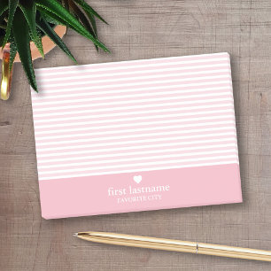 Post-it® Rayures modernes avec Monogramme cardiaque haut de
