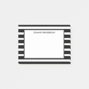 Post-it® Rayures noires et blanches élégantes modernes