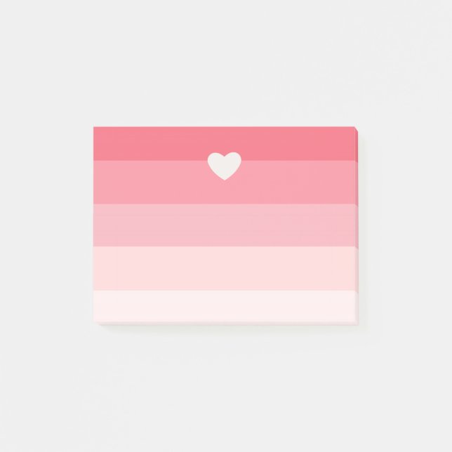 Post-it® Rayures roses d'Ombre avec le coeur (Devant)