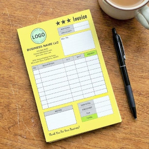 Post-it® Reçus de facture de logo d'entreprise Bloc jaune