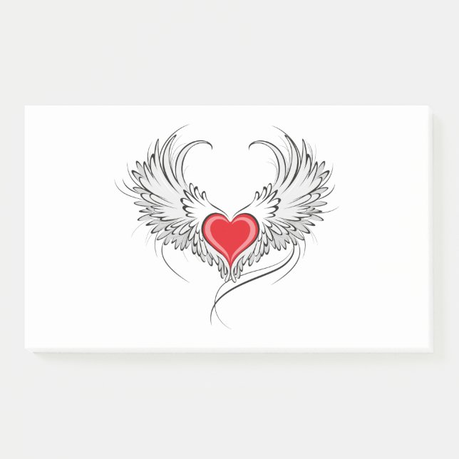 Post-it® Red Angel Coeur avec ailes (Devant)