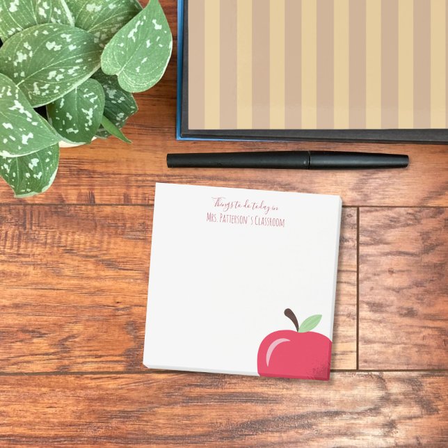 Post-it® Red Apple Part Enseignant Petites notes post-it (Small square teacher post-it notes with part off a red apple .)