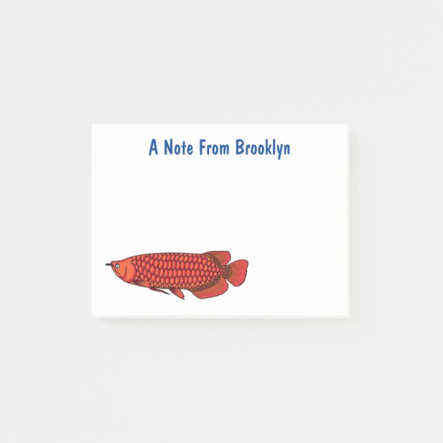Post-it® Red Arowana fish cartoon (Devant)