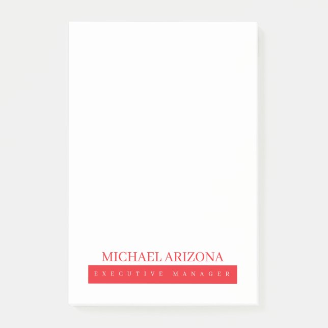 Post-it® Red Black & White Minimalist Simple Plain Modern (Devant)