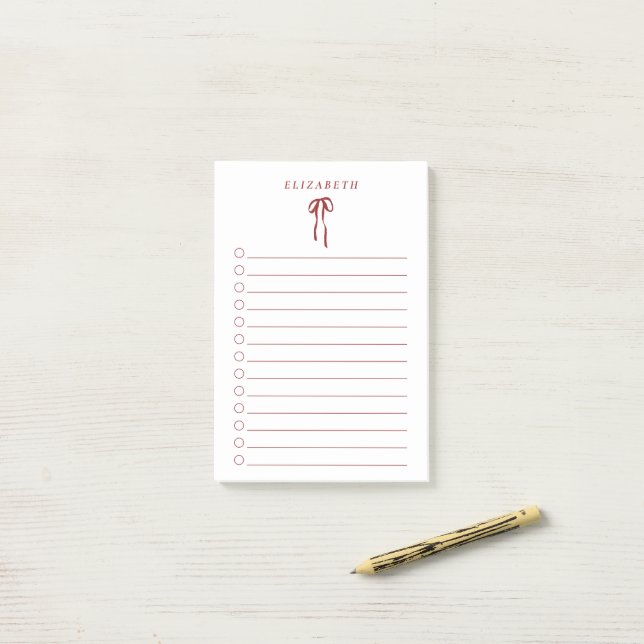 Post-it® Red Bow Holiday To-Do List Mini Notepad  (Sur un bureau)