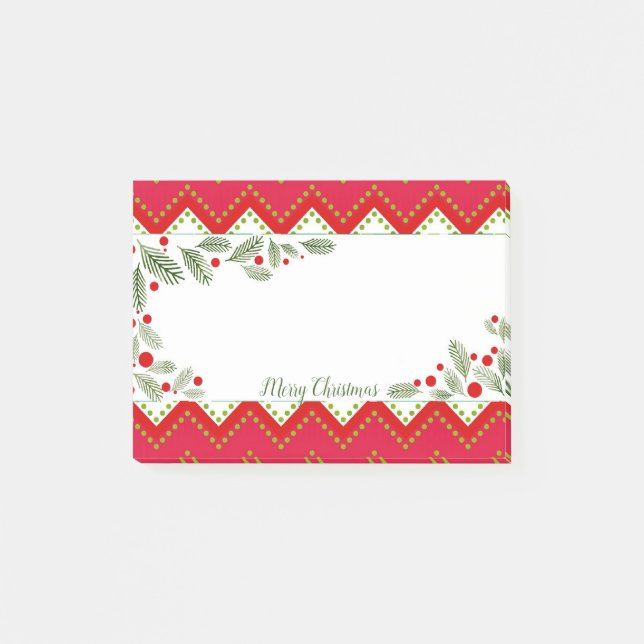 Post-it® Red Chevron Vacances verdure Joyeux Noël (Devant)