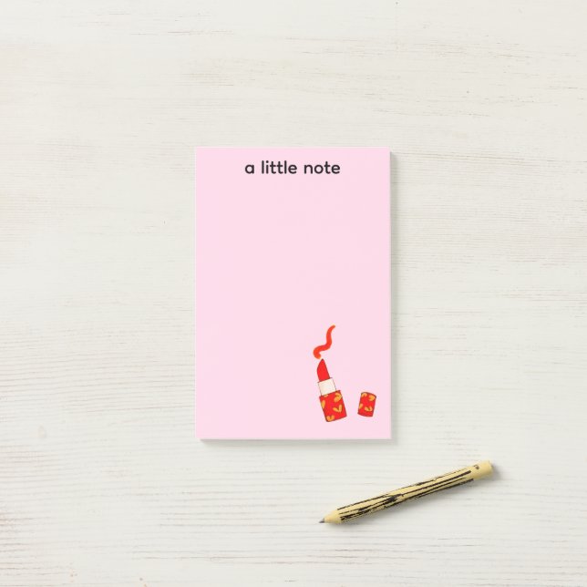 Post-it® Red Heart Lipstick Pop Art Design (Sur un bureau)