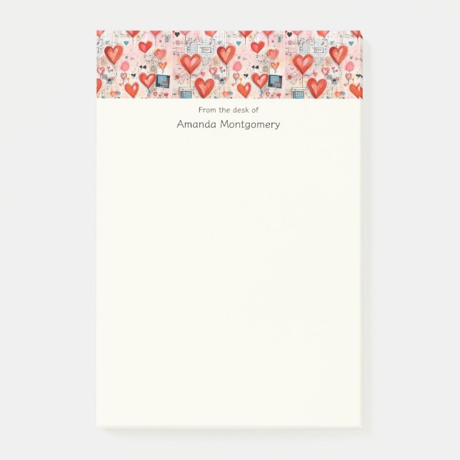 Post-it® Red Hearts Whimsical Love Motif (Devant)