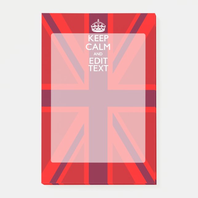 Post-it® Red Keep Calm Have Your Text on Union Jack Flag (Devant)
