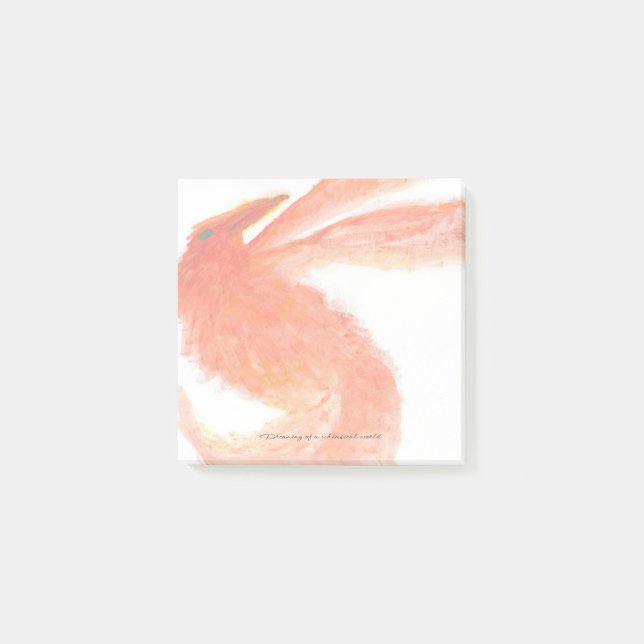 Post-it® Red Painted Mythical Bird Post-It Notes (Devant)