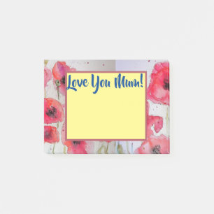 Post-it® Red Poppy Love You maman Post It Notes