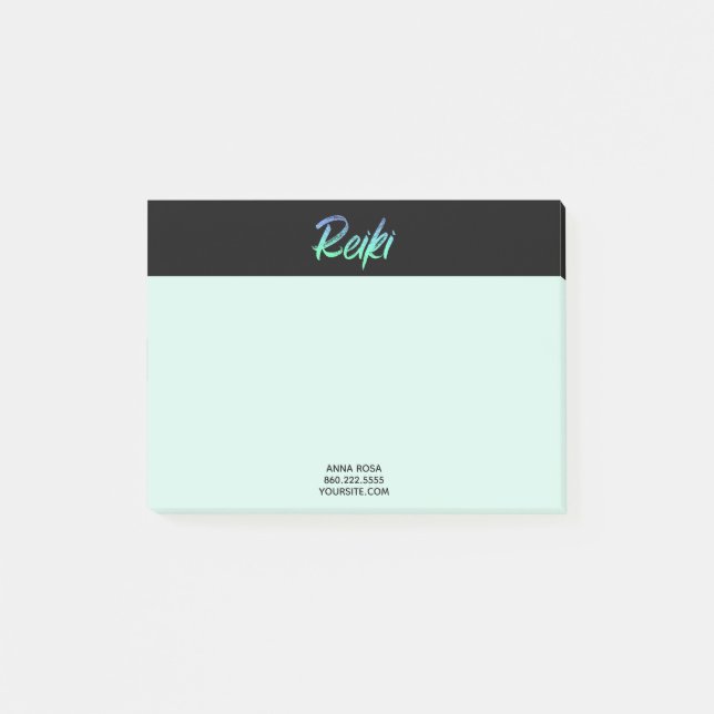 Post-it® *~* Reiki vert-bleu et turquoise iridescente (Devant)