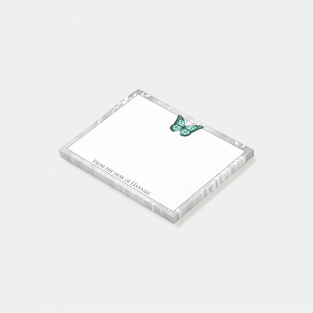 Post-it® Remarques sur papillon Turquoise brillant (Incliné)