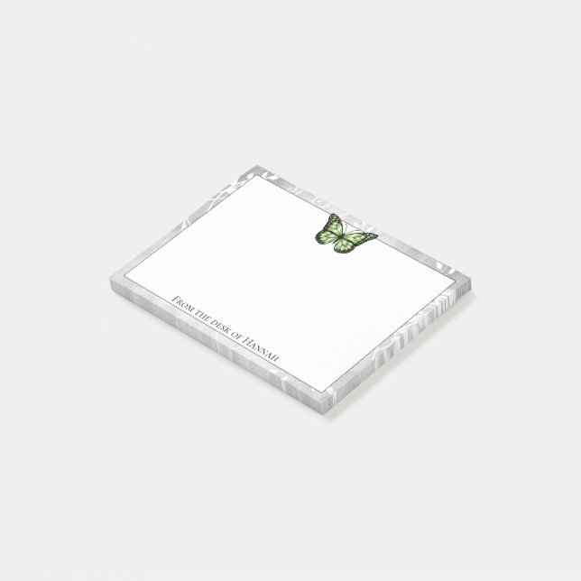 Post-it® Remarques sur papillon vert brillant (Incliné)