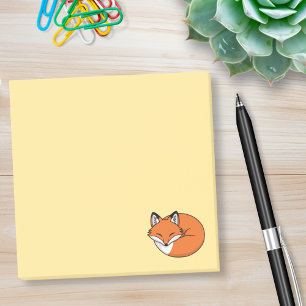 Post-it® Renard de dessin animé endormi sur fond jaune