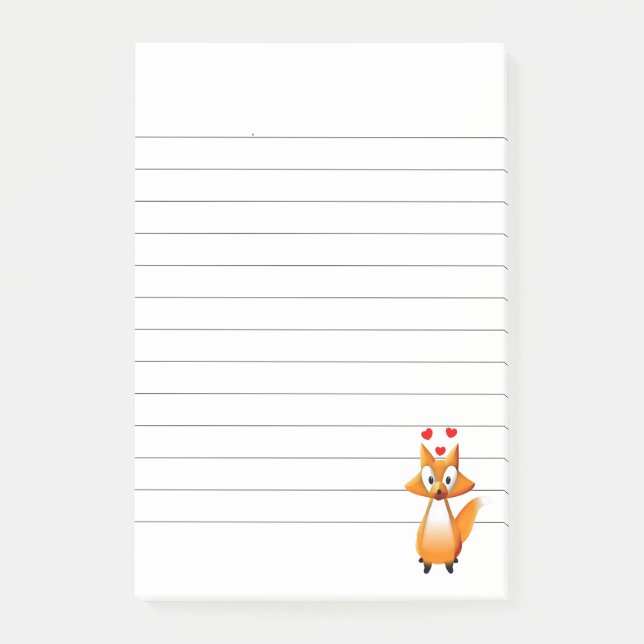 Post-it® Renard de dessin animé mignon doublé d'animal (Devant)